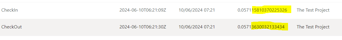 A screenshot of two GPS measurements